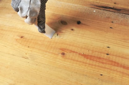Partner accidentally dropped nail posh remover on wood floor. How do I fix  this? Any suggestions? : r/fixit