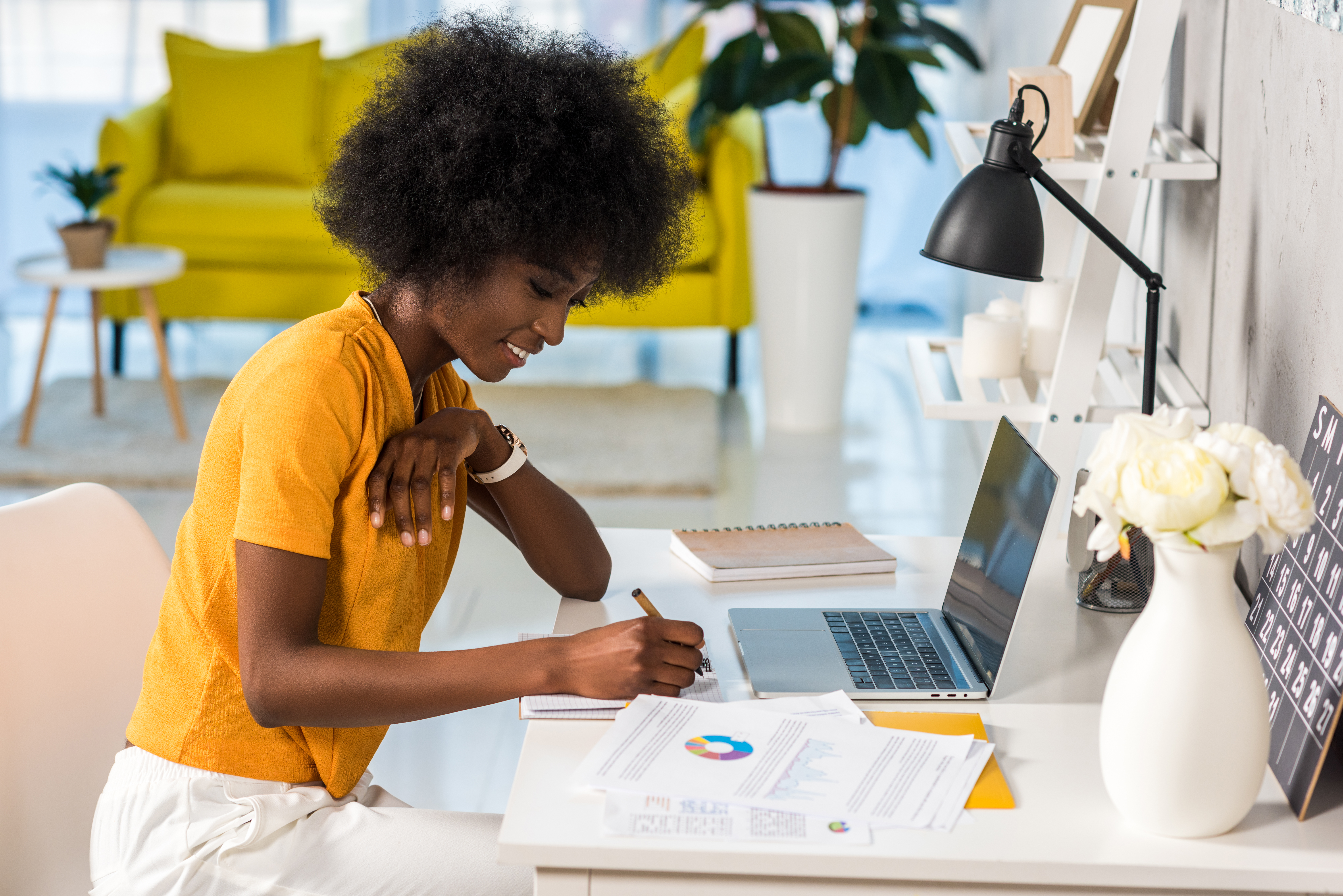 Woman working from home