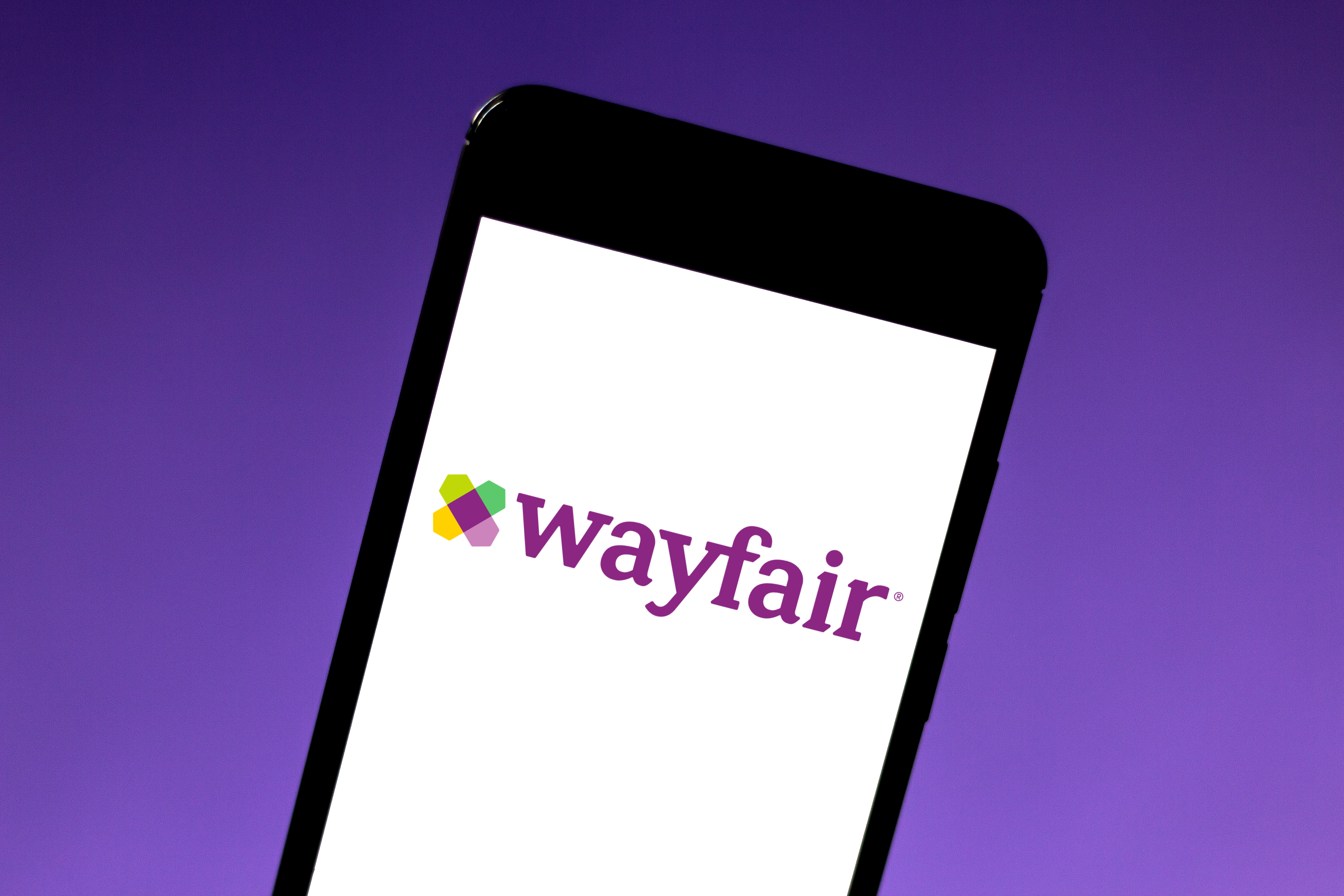 Smartphone displaying the Wayfair logo