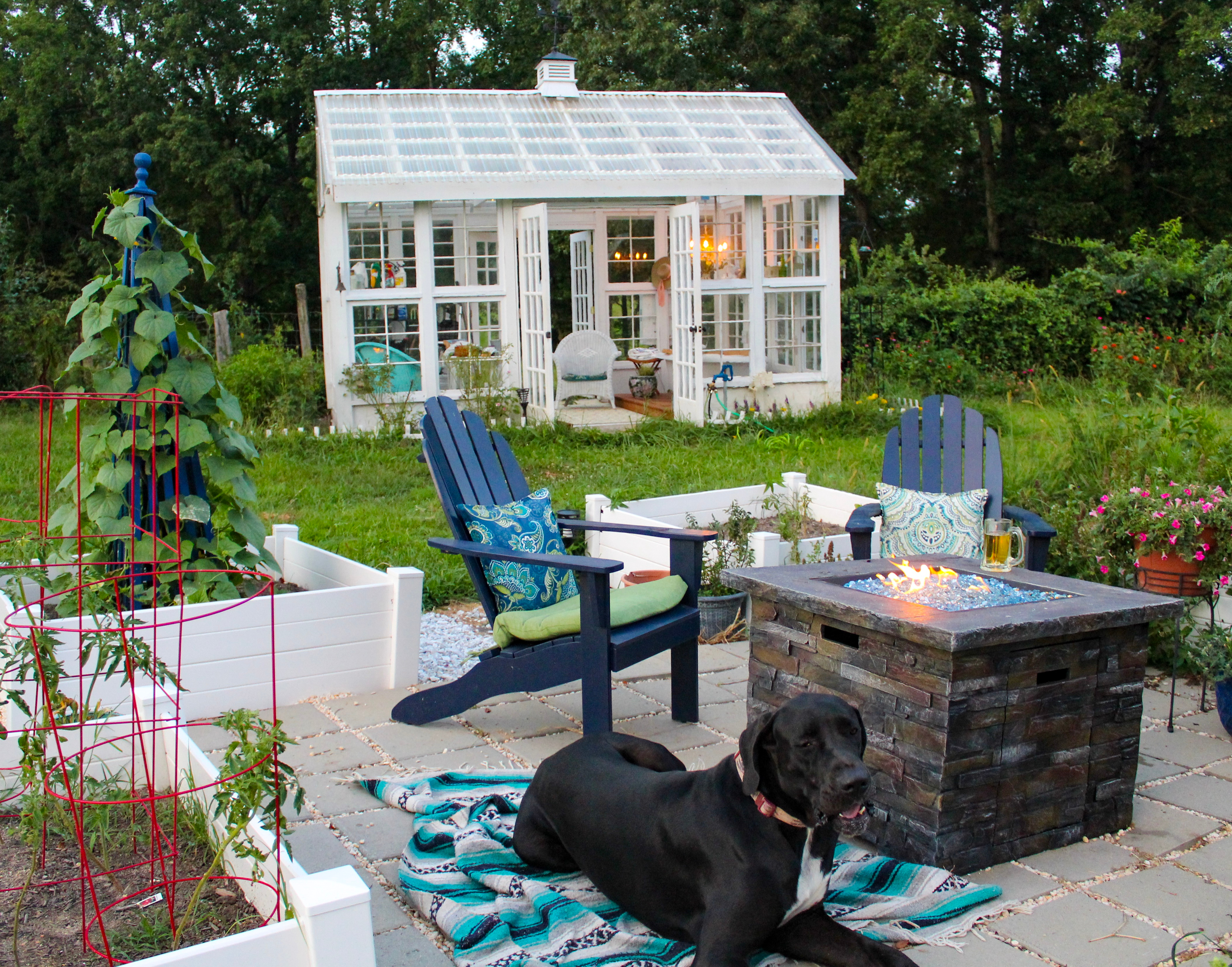 outdoor living space with fire pit