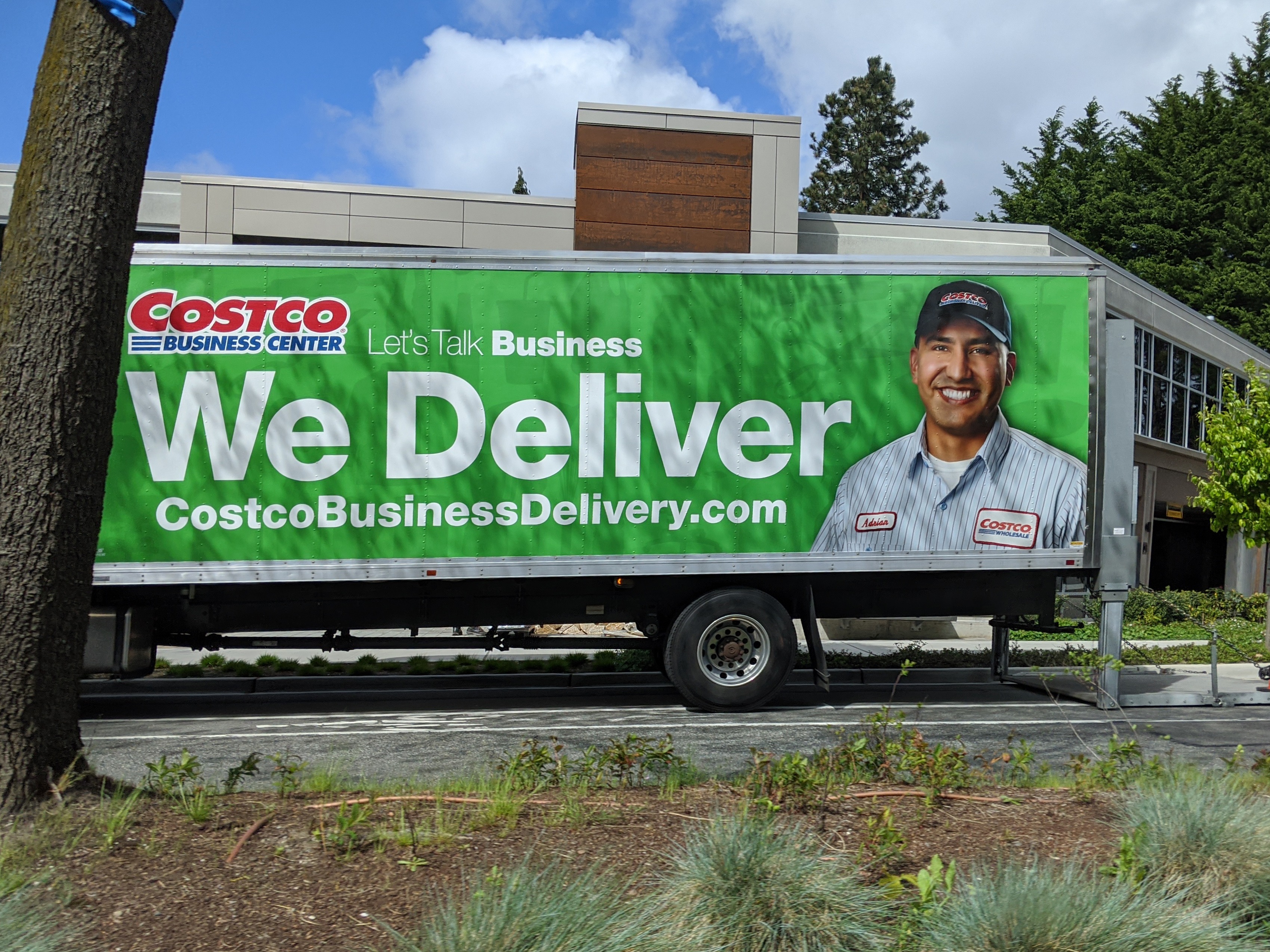 Large truck with the Costco Business Center logo on it