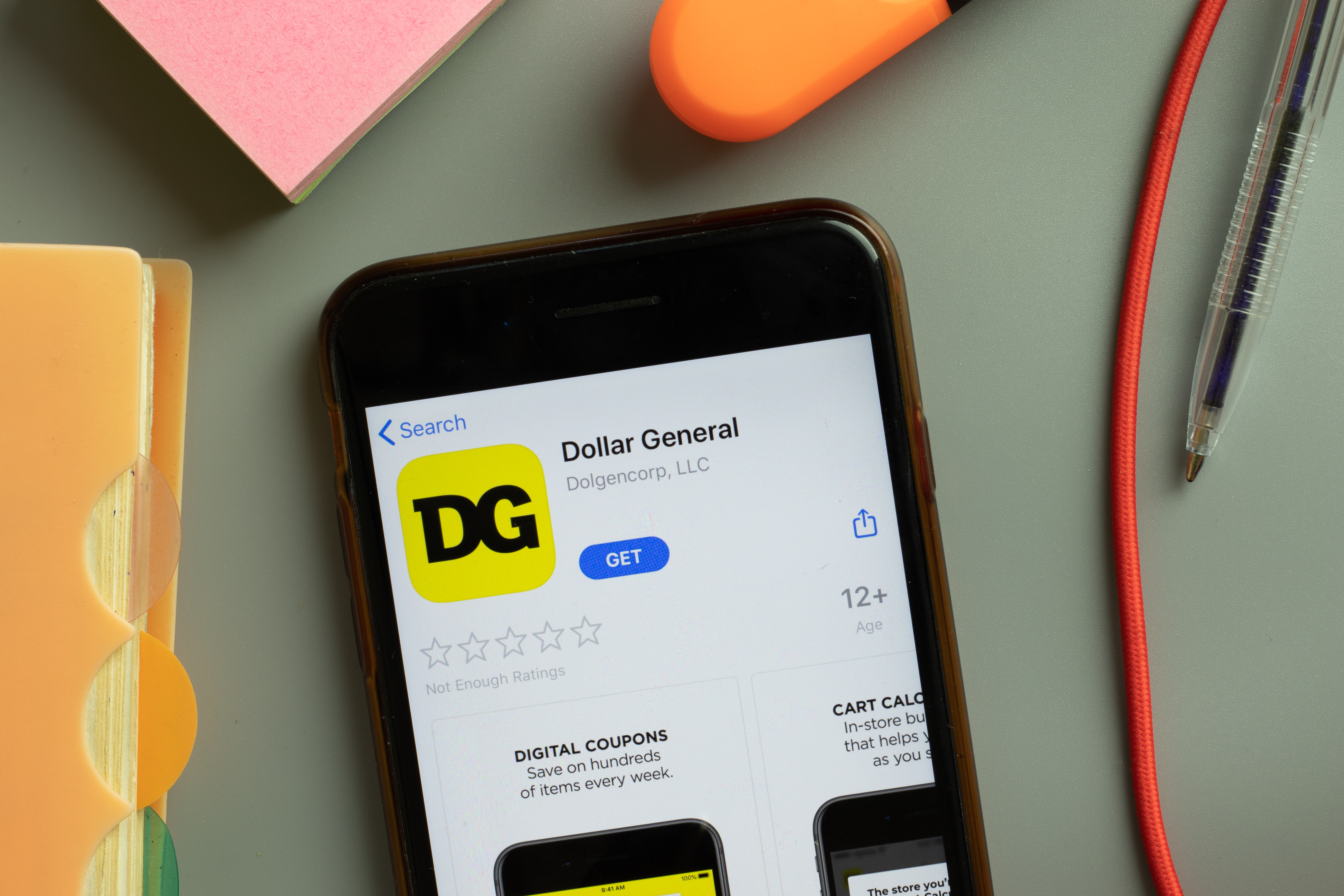 Smartphone displaying the Dollar General app