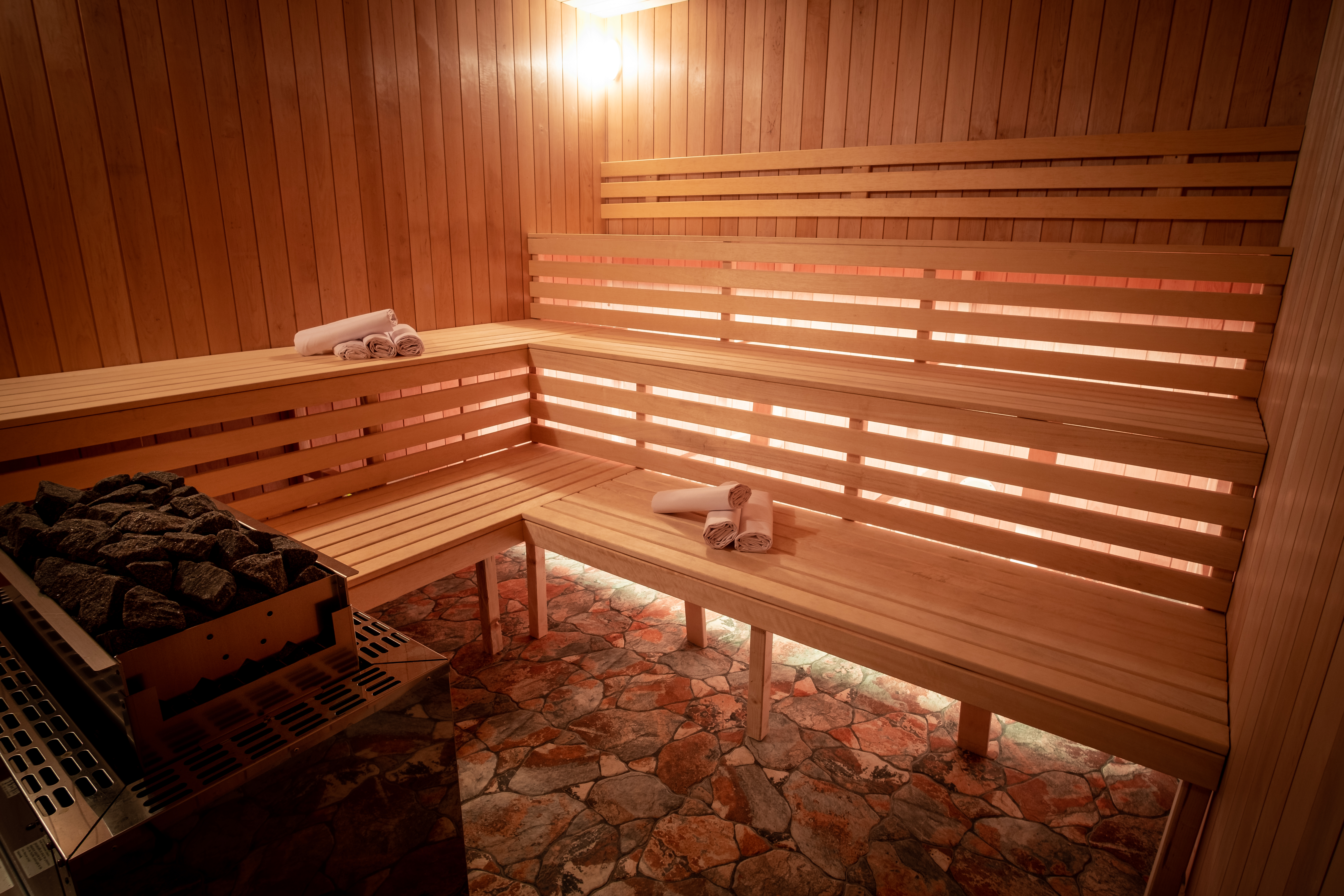 Inside of a sauna