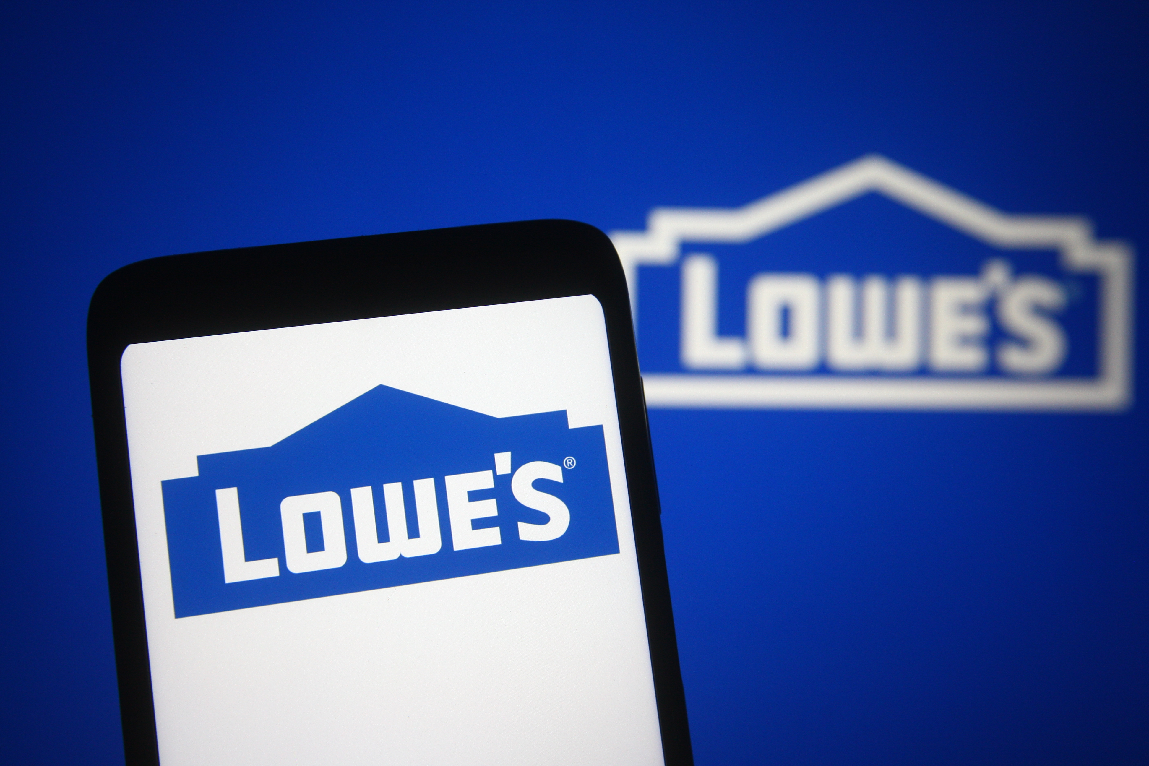 Smartphone displaying the Lowe's logo