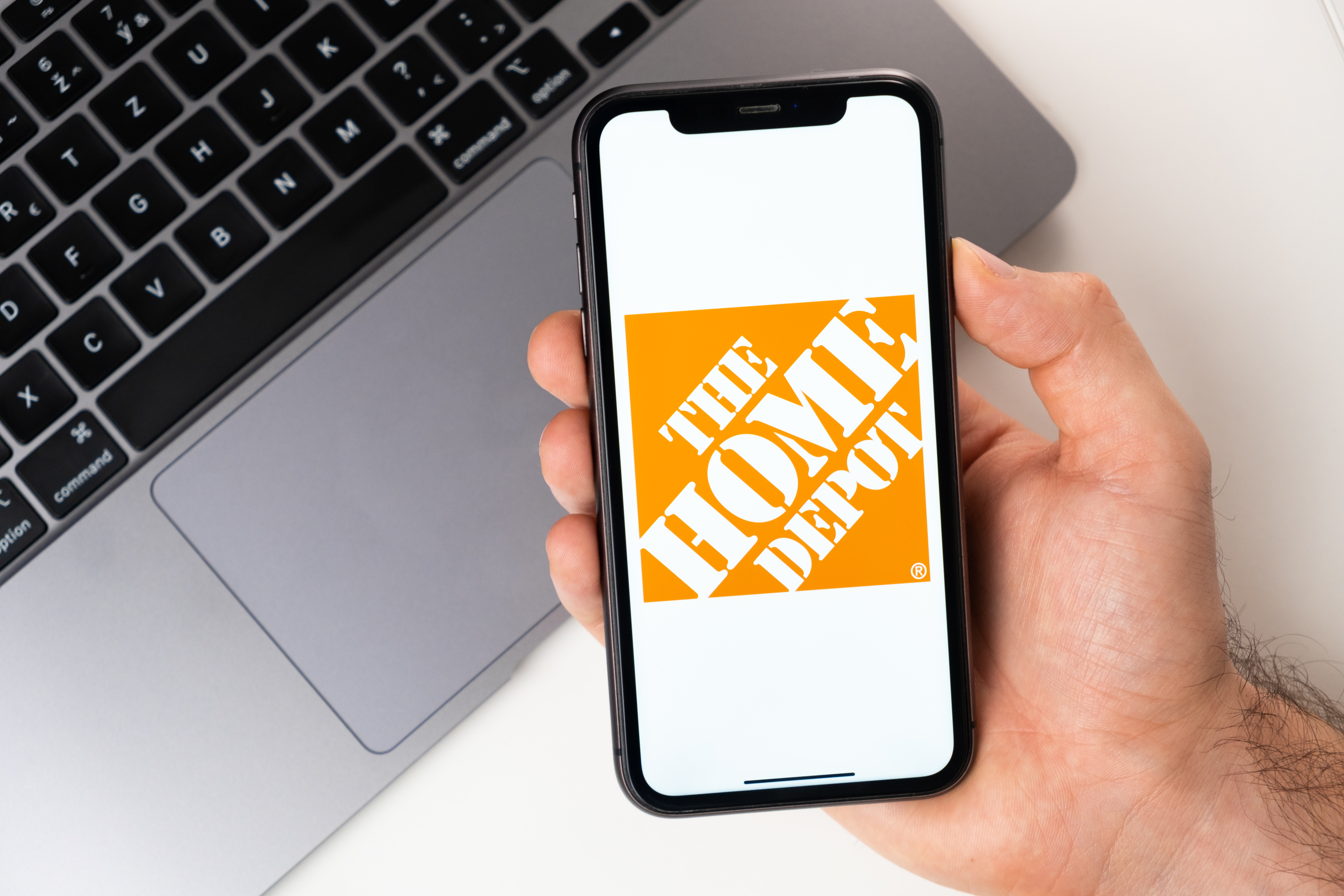 Smartphone displaying the Home Depot logo