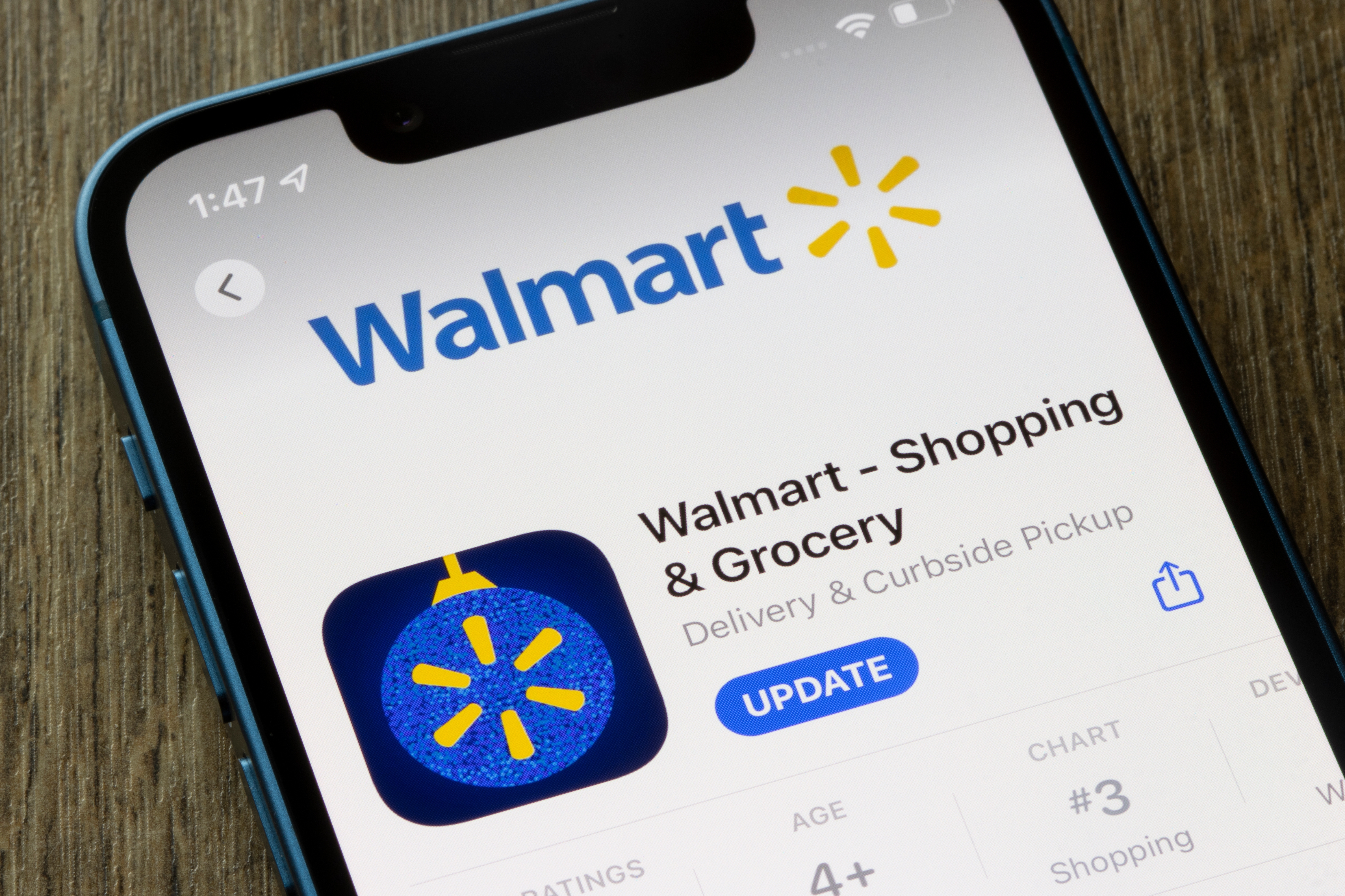 Smartphone showing the Walmart app