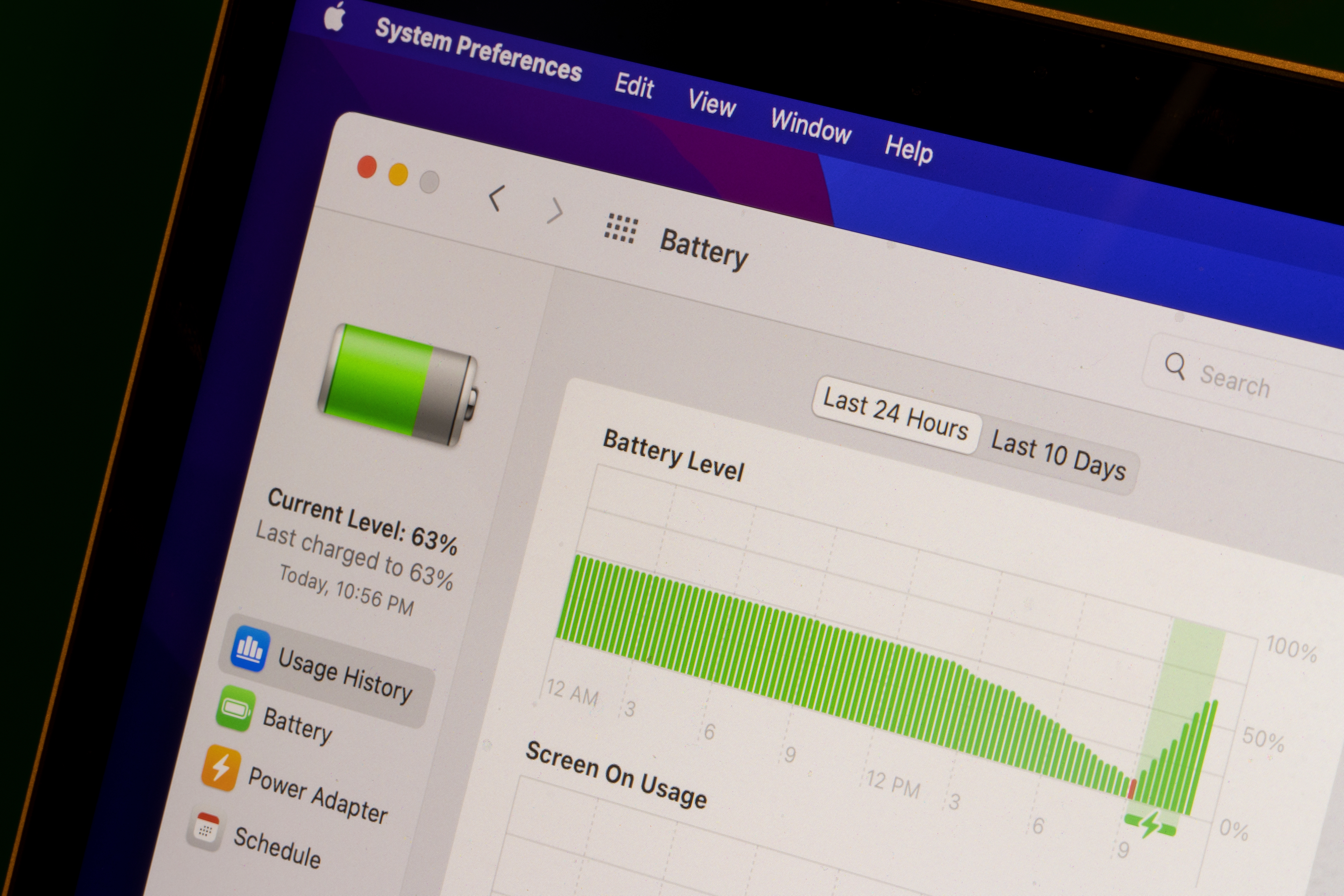 MacBook displaying information on its battery health