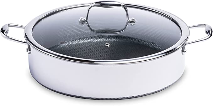 HexClad 7 Quart Saute Pan and Tempered Glass Lid