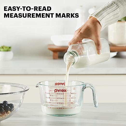 Pyrex 4-Cup Glass Measuring Cup For Baking and Cooking