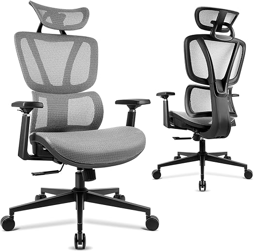 FIBO Executive Home Ergonomic Reclining Office Chair with Foot Rest &  Headrest, PU Leather Computer Desk Chairs, Black